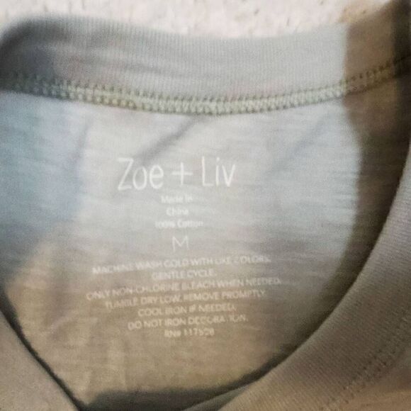Zoe + Liv NWT aqua grey short sleeve tee Size M - Picture 6 of 6